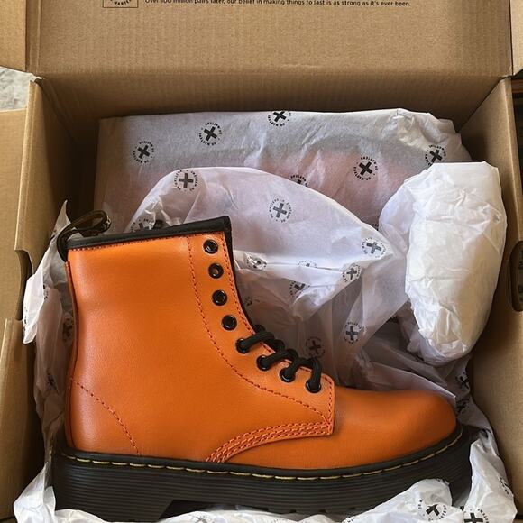 Dr. Martens Delaney T Lamper Pumpkin Orange Lace Up Boots 20669804 with Zip - Picture 5 of 6